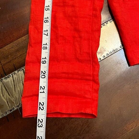 TAHARI Bright red V-neck linen jacket open front size M - Picture 5 of 11